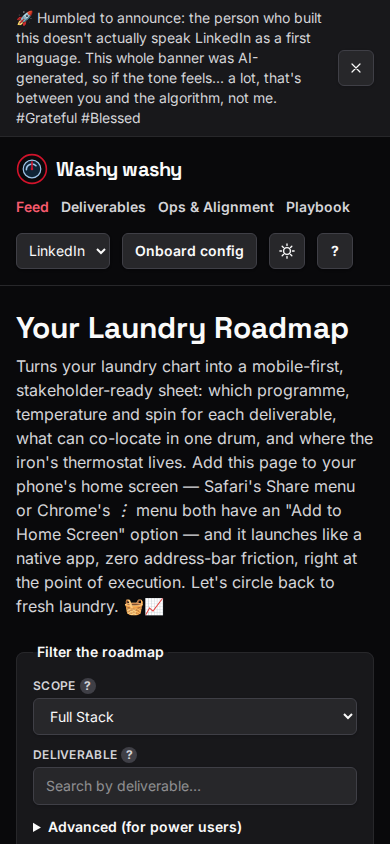 The front page: a laundry chart with cut and pile filters, and a button to download the whole sheet as a PDF