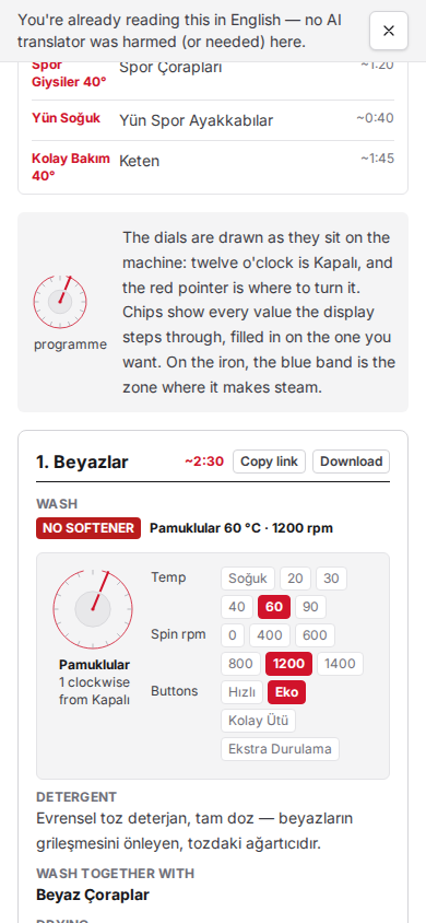 Tek bir kartın kendi Download ve Copy link düğmeleri